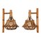 Lantern Sconces in Bamboo and Rattan in the style of Louis Sognot, Italy, 1960s, Set of 2 1