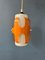 White Opaline Glass Pendant Lamp with Orange Iron Frame, 1970s 5