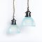 Industrial Blue Prismatic Glass and Cast Iron Pendant Lights by Holophane, 1890s 5