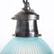 Industrial Blue Prismatic Glass and Cast Iron Pendant Lights by Holophane, 1890s 9