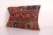Vintage Turkish Brick Red Pastel Ethnic Yastik Rug Cushion Cover, Image 2