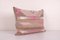 Vintage Anatolian Wool Striped Pink Geometric Kilim Rug Pillow Cover, Image 3