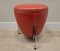 Space Age Stool in Red Leather and Chromed Steel, Italy, 1970s 5