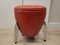 Space Age Stool in Red Leather and Chromed Steel, Italy, 1970s 3