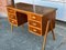 Art Deco Danish Teak and Oak Desk with 6 Drawers and Top of Nuts, 1940s 1