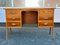 Art Deco Danish Teak and Oak Desk with 6 Drawers and Top of Nuts, 1940s 5