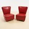 Vintage Club Chairs in Red Synthetic Leather, Set of 2, Image 1