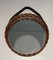 Round Leather and Rattan Mirror, 1950s 2