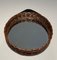 Round Leather and Rattan Mirror, 1950s 3