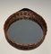 Round Leather and Rattan Mirror, 1950s, Image 3