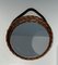 Round Leather and Rattan Mirror, 1950s 9
