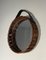 Round Leather and Rattan Mirror, 1950s 1