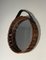 Round Leather and Rattan Mirror, 1950s, Image 1