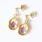 Karat Yellow Gold Drop Earrings with Amethyst, 1960s, Set of 2 1