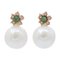 Rose Gold Earrings with Emeralds, Diamonds and Pearls, Set of 2, Image 1