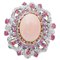 14 Karat Rose Gold Ring with Coral, Rubies and Diamonds, Image 1