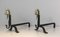 Vintage Iron and Brass Andirons with Duck Heads, 1940s, Set of 2, Image 3