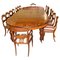 Tavolo da pranzo in legno di noce intarsiato e sedie, anni '90, set di 19, Immagine 1