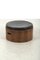 Leather & Plywood Round Pouf, Image 1