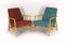Mid-Century Pink & Turquoise Beech Armchairs, 1960s, Set of 2 1