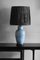 Table Lamps in Enamelled Ceramic with Raffia Lampshade, Set of 2 1