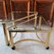 Vintage Triangular Gold Metal & Glass Nesting Coffee or Side Tables on Casters from Design Institute of America, 1980s, Set of 2 1