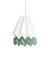 Polar White Origami Lampe mit Forest Mist Stripe von Orikomi 1