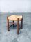 French Rustic Oak and Rush Stool, 1950s 1