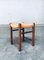 French Rustic Oak and Rush Stool, 1950s 8