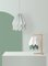Polar White Table Lamp with Forest Mist Stripe by Orikomi 2