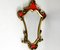 Vintage Florentiner Spiegel in Gold & Rot, Italien, 1950er 1