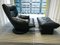 Chair and Ottoman in Black Skai from Ligne Roset, 1971, Set of 2 1