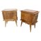 Vintage French Nightstands in Oak and Marble Top, 1960s, Set of 2 1