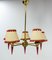 French Hanging Lamp in Brass and Red Resin, 1960 1