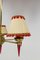 Lámpara colgante francesa de latón y resina roja, 1960, Imagen 8