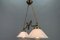 Art Nouveau Brass and White Glass Two-Light Pendant Chandelier, 1950s 5