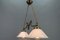 Art Nouveau Brass and White Glass Two-Light Pendant Chandelier, 1950s, Image 5