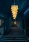 Lámpara de araña italiana grande en espiral de cristal de Murano con 83 pétalos de vidrio ámbar, años 90, Imagen 11