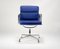 Chaise de Bureau Soft Pad Ea208 en Cuir Bleu et Aluminium par Charles & Ray Eames pour Vitra, 1990s 2