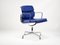 Chaise de Bureau Soft Pad Ea208 en Cuir Bleu et Aluminium par Charles & Ray Eames pour Vitra, 1990s 1