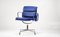 Chaise de Bureau Soft Pad Ea208 en Cuir Bleu et Aluminium par Charles & Ray Eames pour Vitra, 1990s 3