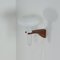Lampada da parete Mushroom in teak e vetro bianco di Artimeta, anni '60, Immagine 11