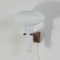 Mushroom Wall Lamp in Teak and White Glass from Artimeta, 1960s 8