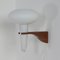 Mushroom Wall Lamp in Teak and White Glass from Artimeta, 1960s 5