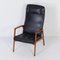 Fauteuil en Teck et Skaï Noir, Danemark, 1970s 3