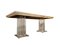 Vintage Acrylic Glass, Brass and Travertine Dining Table, 1970s, Image 8