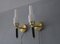 Vintage Swedish Brass & Glass Sconces by C.E. Fors for Ewa Varnamo, Set of 2 1