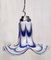Postmodern Blue & White Murano Glass Pendant Lamp attributed to Mazzega, Italy, 1970s 3