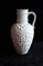 Vintage German Vase with Handle with Floral Relief Decor in White from Bay-Keramik, 1970s, Image 1
