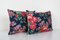 Vintage Blue Floral Lumbar Cushion Covers, 2010s, Set of 2 2